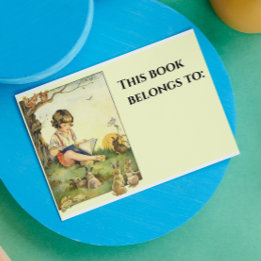 少年は読うさぎで木の下にいる 長方形シール