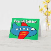 少年への誕生日グリーティングカード | おもちゃの飛行機 カード (黄色い花)