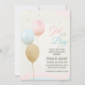 少年または少女のピンクと青のジェンダーがパーティーを明かす 招待状 (正面)