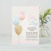 少年または少女のピンクと青のジェンダーがパーティーを明かす 招待状 (スタンド正面)