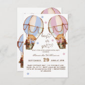 少年または少女ピンクの青いクマの性別を明かす 招待状 (正面/裏面)