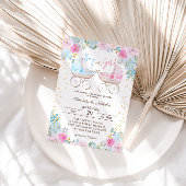 少年または少女ピンクブルーフローラ性別の表示 招待状