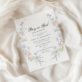 少年または少女ピンク&ブルーワイルドフラワージェンダーの表示 招待状