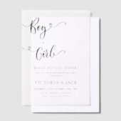 少年または少女ミニマリスト性別の表示パーティー ベラム紙招待状 (オフセット)