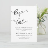 少年または少女ミニマリスト性別の表示パーティー 招待状 (スタンド正面)