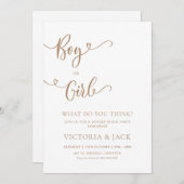 少年または少女ミニマリストBeigeジェンダーの表示パーティー 招待状 (正面/裏面)