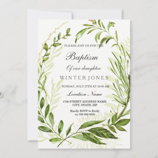 少年または少女リースバプテスマ《キリスト教》洗礼式や命名式招待状 招待状 (正面)