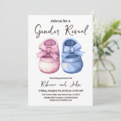 少年または少女Heまたは彼女ブルーピンクの靴のジェンダーの明かす 招待状 (スタンド正面)