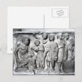 少年を彼の読先生に描くレリーフ、 浮き彫り ポストカード (正面/裏面)