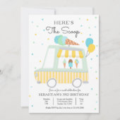 少年アイスクリームトラックはこちらスクープ誕生日 招待状 (正面)