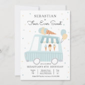 少年アイスクリームトラック フォーエバースイート 4歳の誕生日 招待状 (正面)