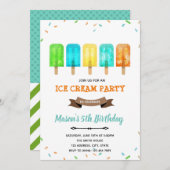 少年アイスポップ アイスクリーム テーマの招待状 招待状 (正面/裏面)