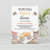 少年イエローモンスタートラックヤングワイルドスリー誕生日 招待状 (スタンド正面)