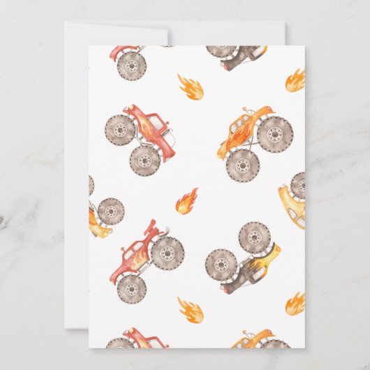 少年イエローモンスタートラックヤングワイルドスリー誕生日 招待状 (裏面)