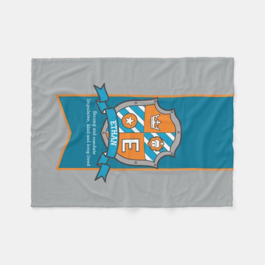 少年イーサンまたは文字Eブランケットを意味する名前 フリースブランケット (正面(横))