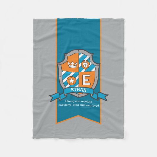 少年イーサンまたは文字Eブランケットを意味する名前 フリースブランケット (正面)