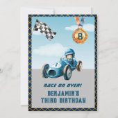 *少年オートカーレース テーマ 3歳の誕生日パーティー 招待状 (裏面)