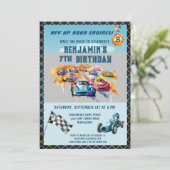 *少年オートカーレース テーマ 7歳の誕生日パーティー 招待状 (スタンド正面)