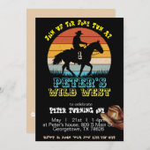 少年カウボーイ誕生日招待状、編集可能な私の1歳 招待状 (正面/裏面)