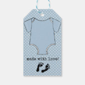 少年カスタムの赤ちゃんシャワーありがとうご足跡付き ギフトタグ (裏面)