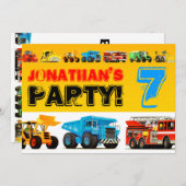 少年カスタム建築トラック7thバースデーパーティー 招待状 (正面/裏面)