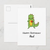 少年カスタム恐竜ハッピーバースデーパーティー ポストカード (正面/裏面)