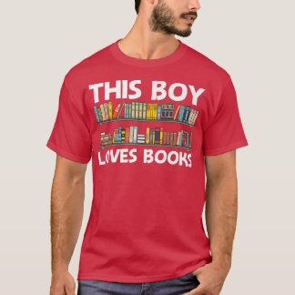 少年カッコいい子ブックワームのボーのための本読デザイン Tシャツ