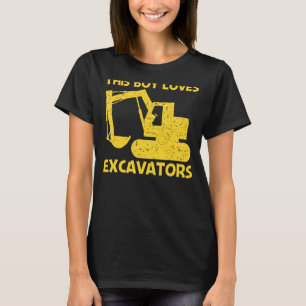 少年カッコいい子供用掘削機オペラ Tシャツ