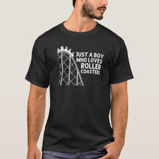 少年カッコいい子供遊園地T用ローラーコースター Tシャツ