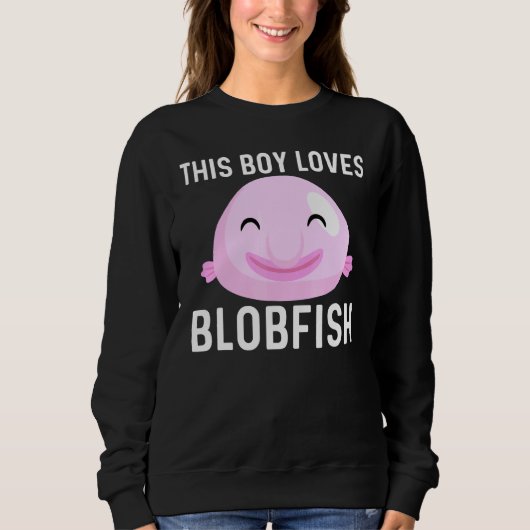 少年カッコいい漁師魚S用のフグデザイン スウェットシャツ (正面)