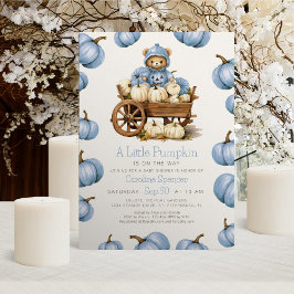 少年カボチャ収穫秋の赤ちゃんシャワー 招待状