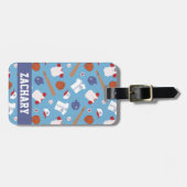 少年カラフル用野球テーマ模様 ラゲッジタグ (正面横)