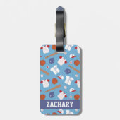 少年カラフル用野球テーマ模様 ラゲッジタグ (裏面縦)
