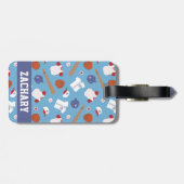 少年カラフル用野球テーマ模様 ラゲッジタグ (裏面横)