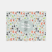 少年カワイイ森林動物の柄名キッズ フリースブランケット (正面(横))