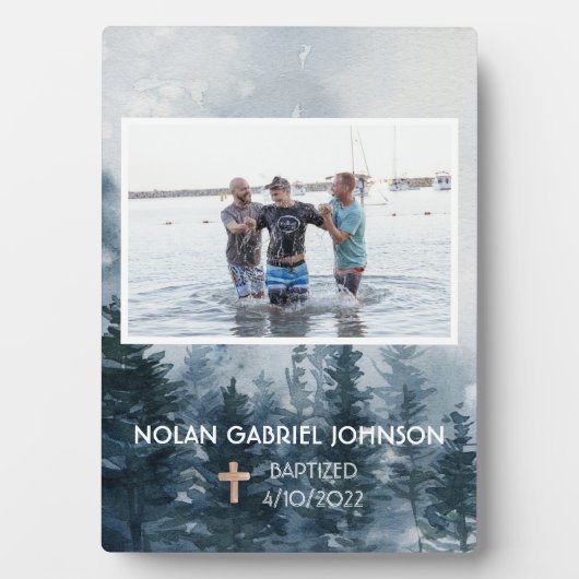 少年キリスト教洗礼記念額 フォトプラーク (正面)
