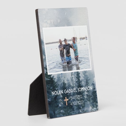 少年キリスト教洗礼記念額 フォトプラーク (側面)