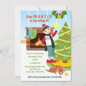 少年クリスマス誕生日パーティーの招待状 招待状 (正面)