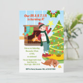 少年クリスマス誕生日パーティーの招待状 招待状 (スタンド正面)