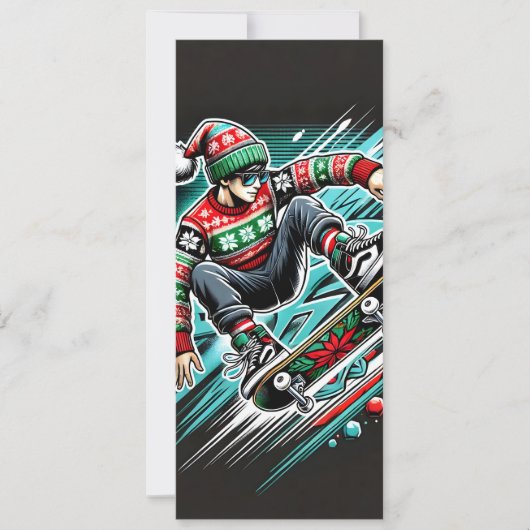 少年クールのためのスケートボードホリデークリスマスカード シーズンカード (正面)