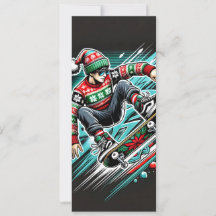 少年クールのためのスケートボードホリデークリスマスカード