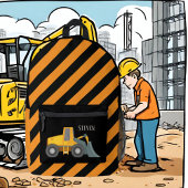 少年クール建築ショベルトラック名を追加 プリントバックパック