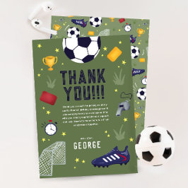 少年グリーンサッカー スポーツ キッズ バースデー サンキューカード