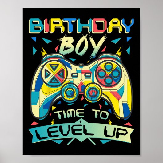 少年ゲーマーのレベルアップ記念!ビデオゲーム 誕生日 ポスター (正面)