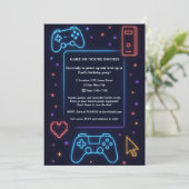 少年ゲーマーアーケードテーマの誕生日パーティー 招待状 (スタンド正面)