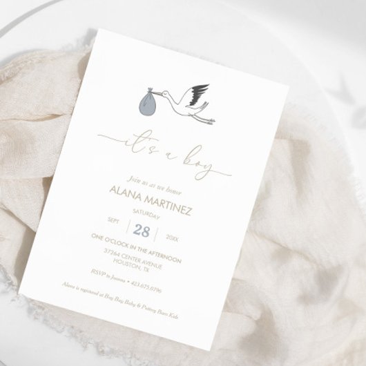 少年コウノトリの赤ちゃんシャワー 招待状