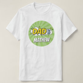 少年コミックブックのスーパーヒーローベイビーシャワーパパ Tシャツ