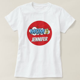 少年コミックブックのスーパーヒーローベビーシャワーママ Tシャツ