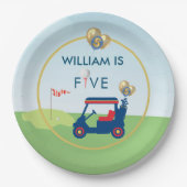 少年ゴルフ テーマ 5歳の誕生日パーティー ペーパープレート (正面)