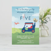 少年ゴルフ テーマ 5歳の誕生日パーティー 招待状 (スタンド正面)